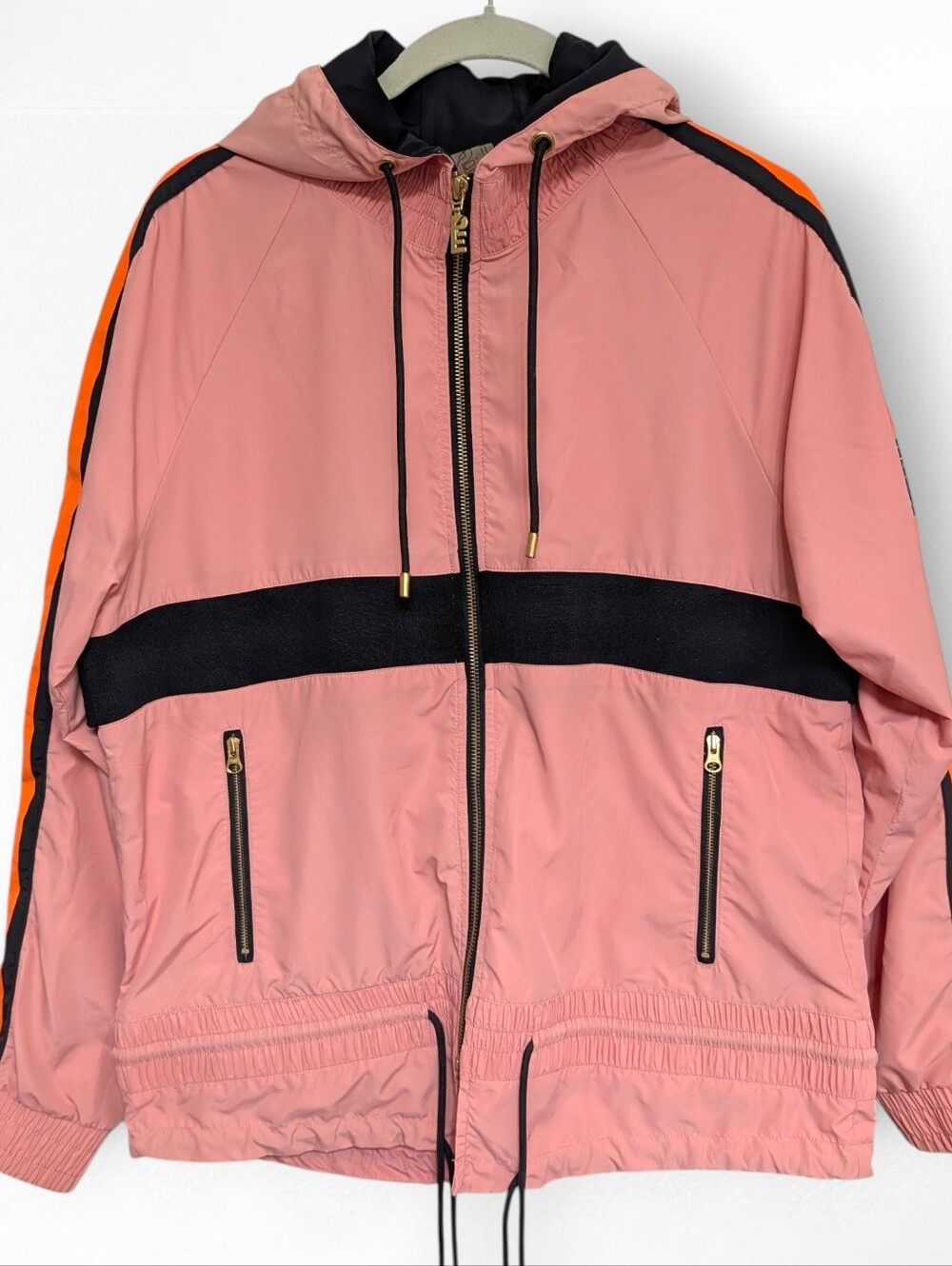 P.E Nation Man Down Jacket Windbreaker Pink Black Orange Hood Small